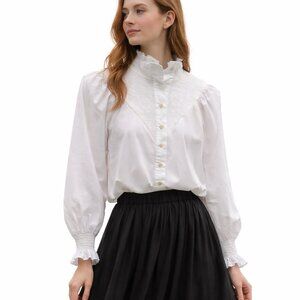French Connection Romantic cotton smocked blouse, Victorian vibe
